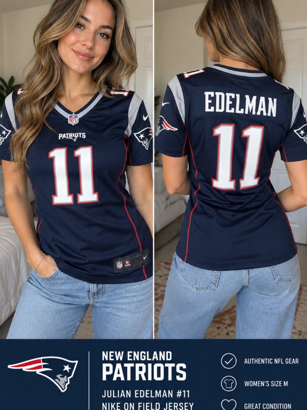 Nike New England Patriots Julian Edelman #11 Women’s Jersey – M